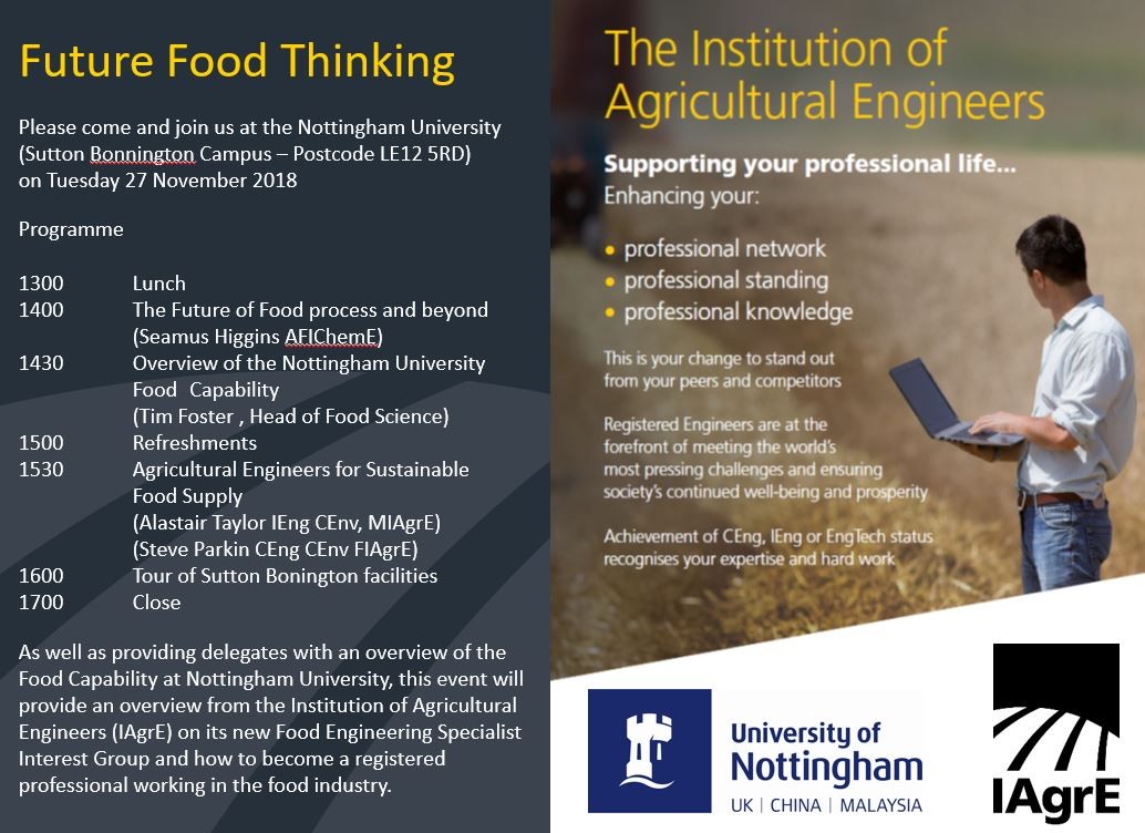 Future Food Thinking - New IAgrE Engineering for Food Specialist Interest Group Launch